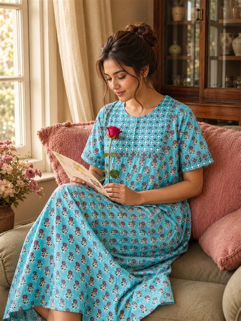 Celestial Bloom Maxi – Light Blue Floral Lounge Dress | Yellow Bloom