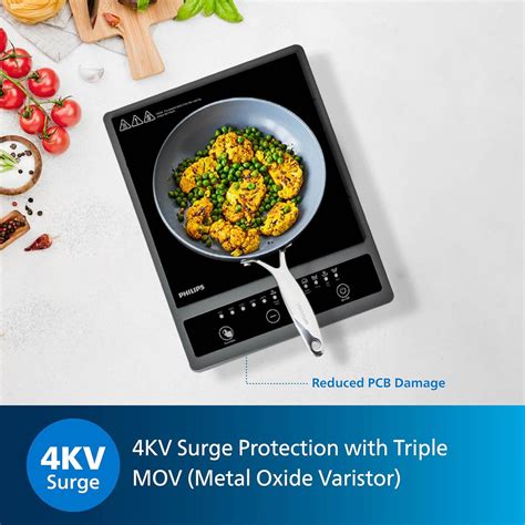 Philips HD4934/00 1300W Induction Cooktop with Triple MOV for 4kW surg ...