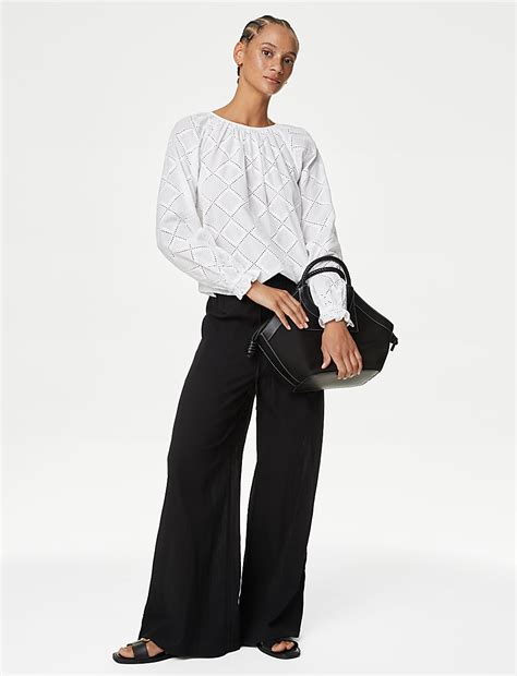 Buy Pure Cotton Broderie Blouse at Marks & Spencer