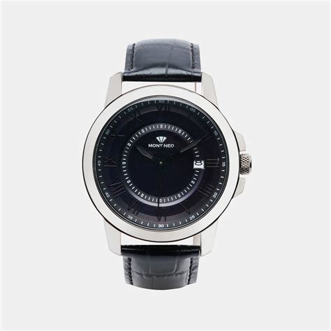 Mont Neo Men's Analog Round Dial Quartz Blue Leather Watch 8002E-L8816
