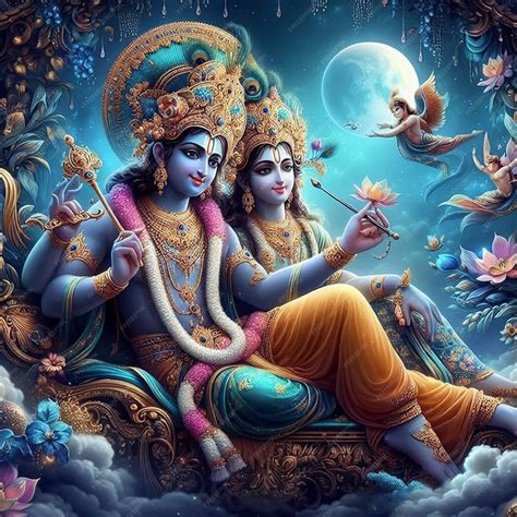 Lord sri krishna and radha | Premium AI-generated image