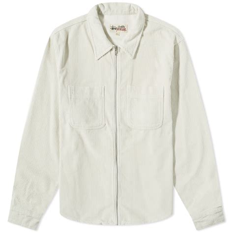 Stussy Wide Wale Cord Zip Shirt Bone | END. (US)