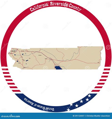 Map of Riverside County in California, USA Stock Illustration ...