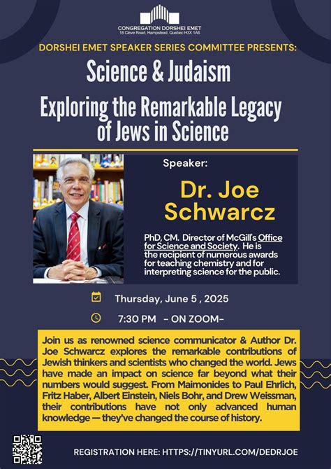 The Dorshei Emet Speaker Series Presents: Dr. Joe Schwartz, Online ...