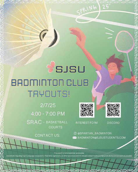 SJSU Badminton Team | Hey everyone! Spring 2025 tryouts are coming up ...