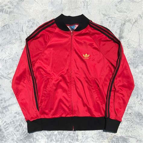 70's 80's adidas アディダス ATP VENTEX トラックジャージ レッド ブラック トレフォイル フランス製 ビンテージ ...