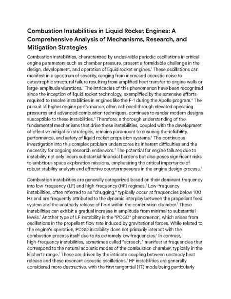 Combustion Instabilities in Liquid Rocket Engines: A Comprehensive ...