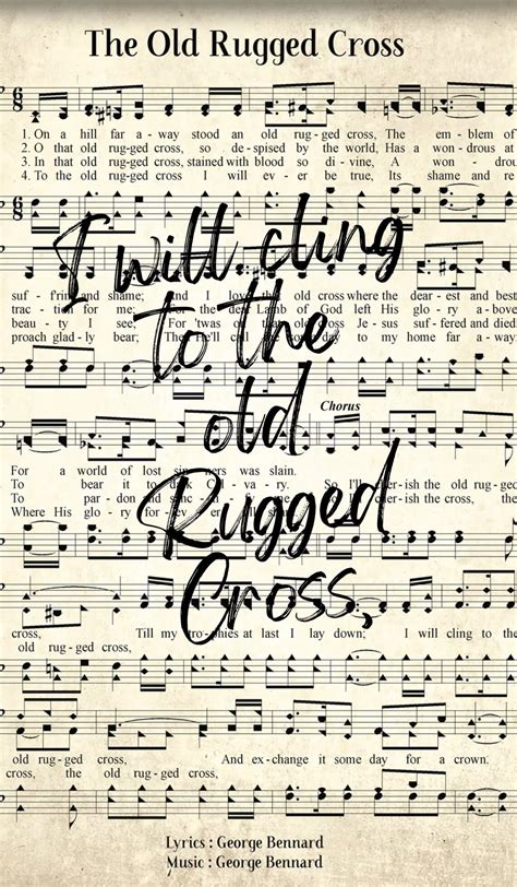 The Old Rugged Cross Hymn Sheet Music | Printable Wall Art (digital Download) - Etsy