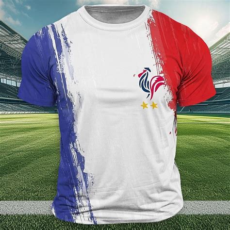 Men's Football French chicken Flag of France T shirt Short Sleeve T ...