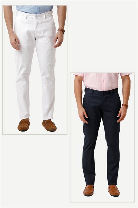 Kansas - White and Blue Pack of 2 Trousers For Men | Ariser