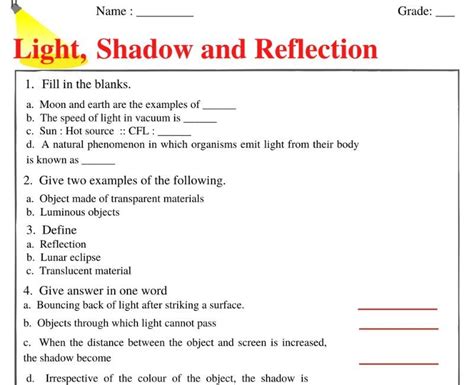 Class 6 Science Light Shadow and Reflection Free Tutorial 的图像结果