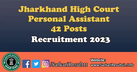 Jharkhand HC Personal Assistant Recruitment 2023 Apply For 42 Posts