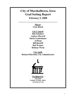 Fillable Online City of Marshalltown Iowa Goal Setting Report Fax Email ...