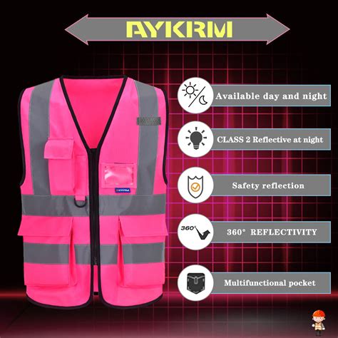 Buy A-SAFETY Pink High Visibility Safety Vest with Reflective Strips ...