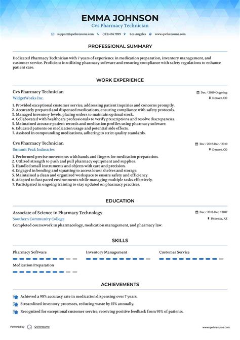 10+ Cvs Pharmacy Technician Resume Samples & Templates for 2025