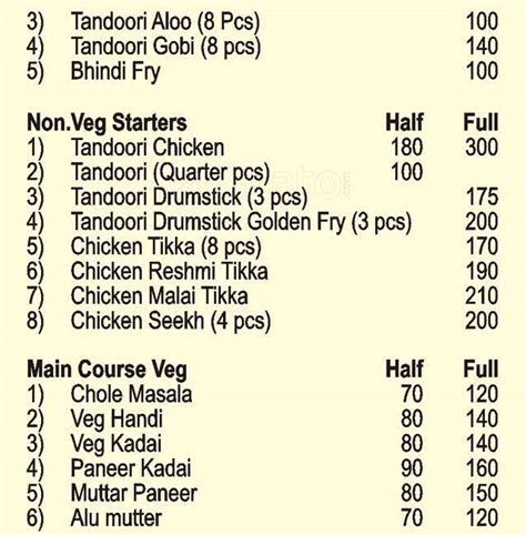 Menu at Zaiyka Caterers, Mumbai, 2F/107