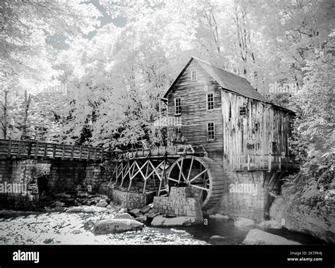 Infrared Red image of The Glade Creek Grist Mill in Babcock State Park ...