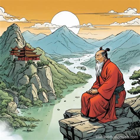 Ancient Chinese Man on a High Mountain | Stable Diffusion Online