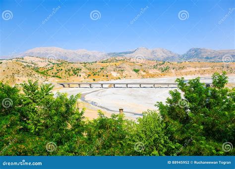 View of Dry Mountains with Highway Bridge in Semi-arid Climate Stock ...