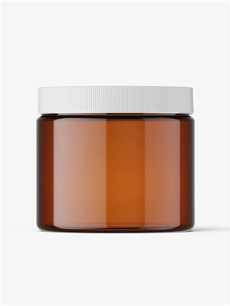 Jar with tampered lid mockup / amber - Mockups Design
