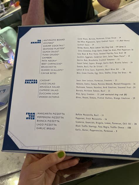 Menu at Lago restaurant, Las Vegas, 3600 S Las Vegas Blvd