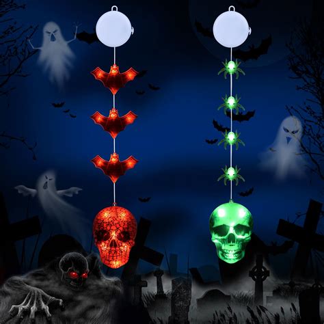 Amazon.com: GuassLee Halloween Window Decorations Lights - 2pcs Pumpkin ...