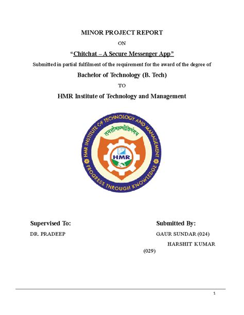 Minor Project Report [30%] - MINOR PROJECT REPORT ON “Chitchat – A ...