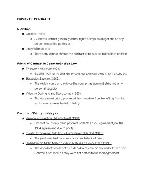 Privity OF Contract - Notes simplified on this topic, enjoy - PRIVITY ...