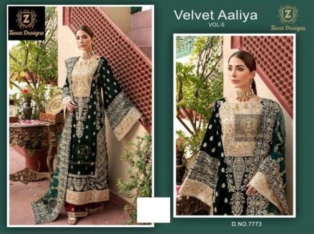 Ziaaz Velvet Aaliya 5 Embroidery Salwar Kameez Collection: Textilecatalog