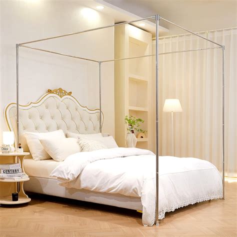 Amazon.com: Mosqutent King Size Canopy Bed Frame, Stainless Steel Bed ...