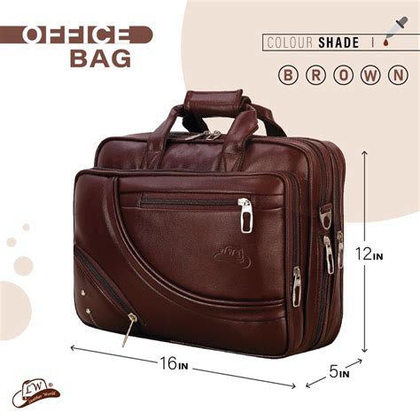 Expandable Leatherette Brown Unisex Office Laptop Messenger Bag ...