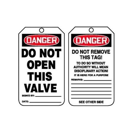 Accuform Safety Tags, DANGER DO NOT OPEN THIS VALVE, 5.75in x 3.25in ...