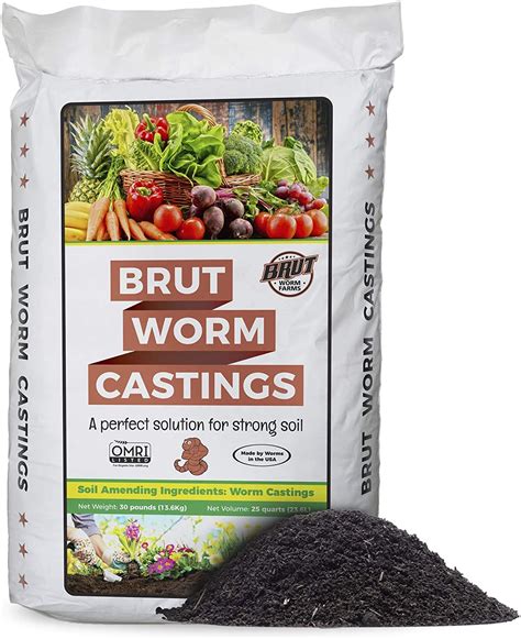 Brut Worm Farms All Natural Organic Worm Castings Fertilizer Soil ...