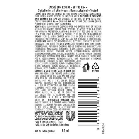 Lakme Sun Expert SPF 30 PA++ Ultramatte Lotion, 50 ml Price, Uses, Side ...