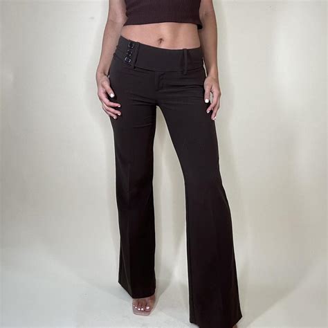 Brand: Unknown - brown low rise dress pants... - Depop
