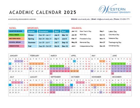Academic Calendar - Western Covenant University