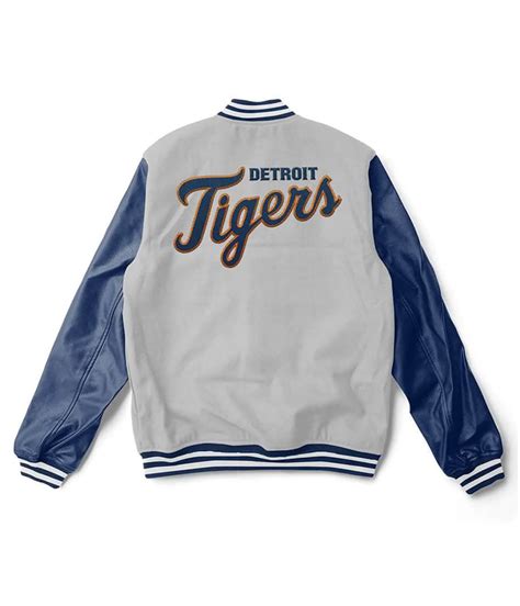MLB Detroit Tigers Grey and Blue Varsity Jacket - Jackets Masters