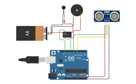 Circuit design Ultrasonic Sensor. Object Detection - Tinkercad