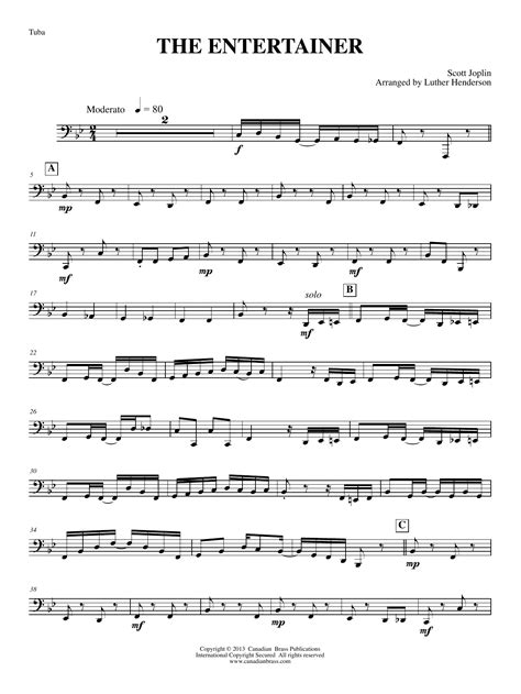 The Entertainer - Tuba by Canadian Brass Sheet Music for Brass Ensemble ...