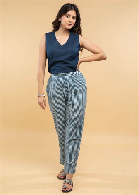 Chique Applique Work Striped Indigo Shirt Jacket with Cotton Inner (2 ...