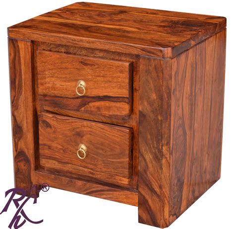 Solid Wooden Bed Side 2 Drawer - RAJ HANDICRAFT