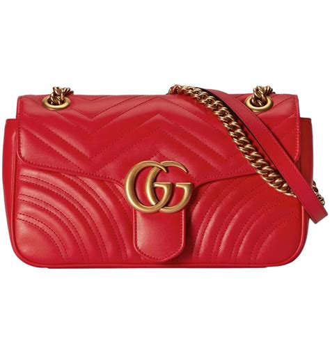 Gucci GG Marmont Small Shoulder Bag Red in Leather with Antique Gold ...