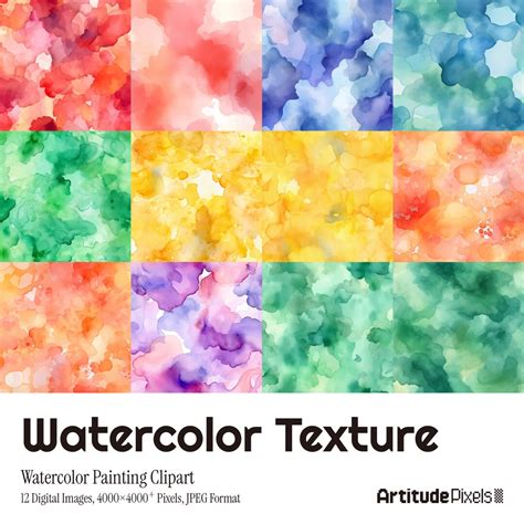 Watercolor Texture Clipart 12 High-quality Watercolor Jpgs, Premade for ...