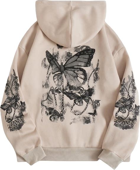SOLY HUX Women's Graphic Hoodies Butterfly Print Long Sleeve Drawstring ...