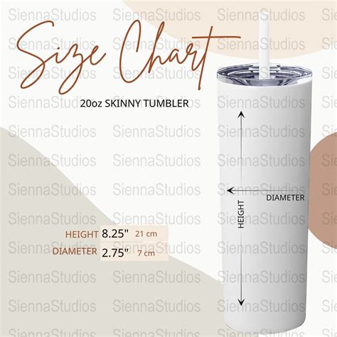 20oz Skinny Tumbler Size Chart Mockup Size Chart for Tumbler Size Chart ...