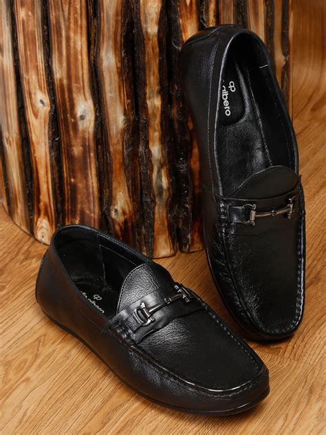 Buy Pelle Albero Men Black Leather Loafers - Casual Shoes for Men ...