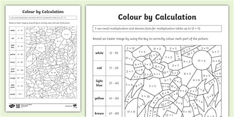 Colour by Calculation Activity - Easter Maths Colouring KS2