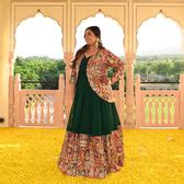 Regal Green Position Embroidered Anarkali With Koti -Plus Size Clothing ...