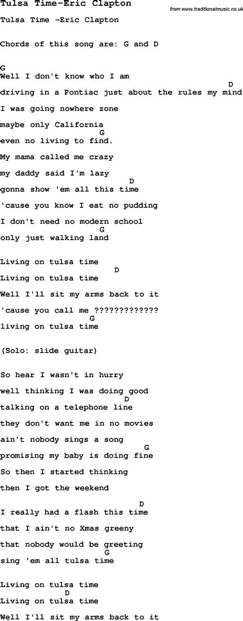 Blues Guitar lesson for Tulsa Time-Eric Clapton, with Chords, Tabs, and ...