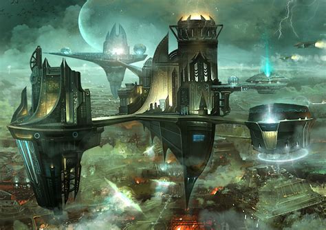 Floating city, Fantasy concept art, Concept art